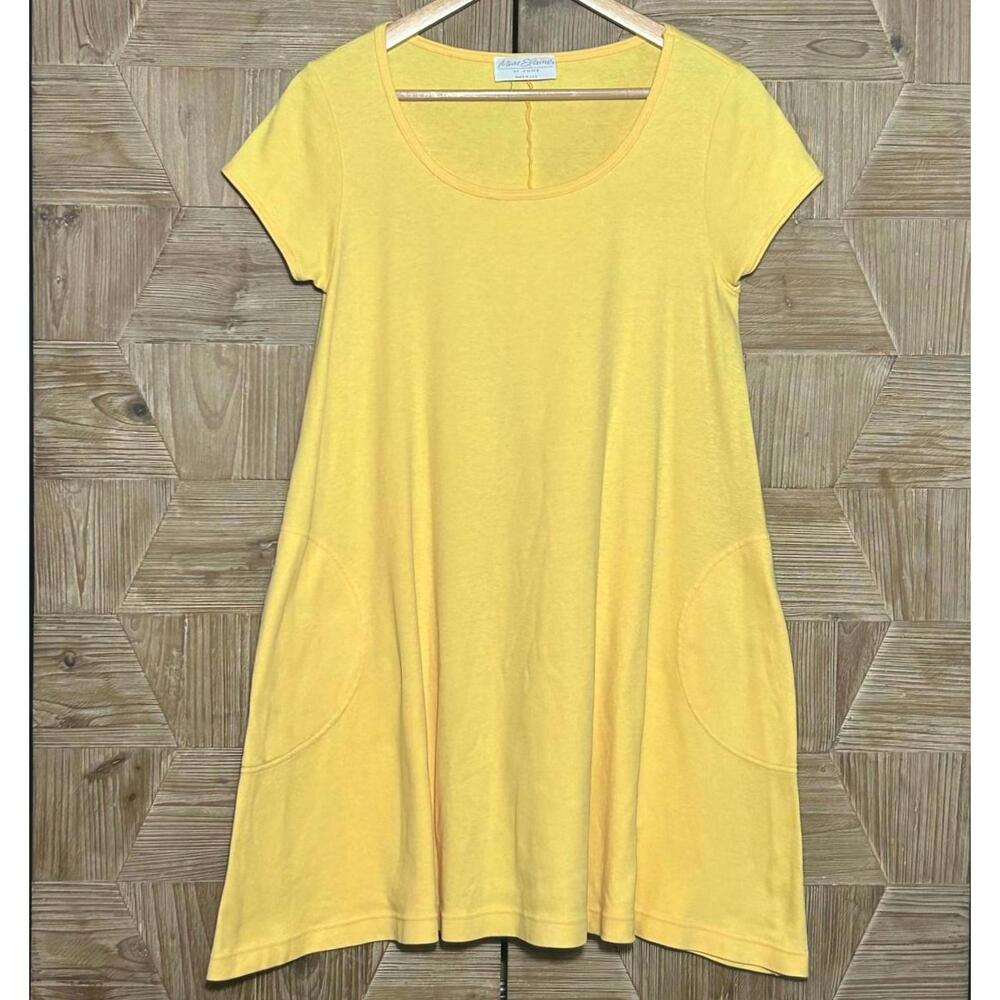 Miss Elaine Yellow Loungewear Short Sleeve Dress Pockets Vintage Style S/M